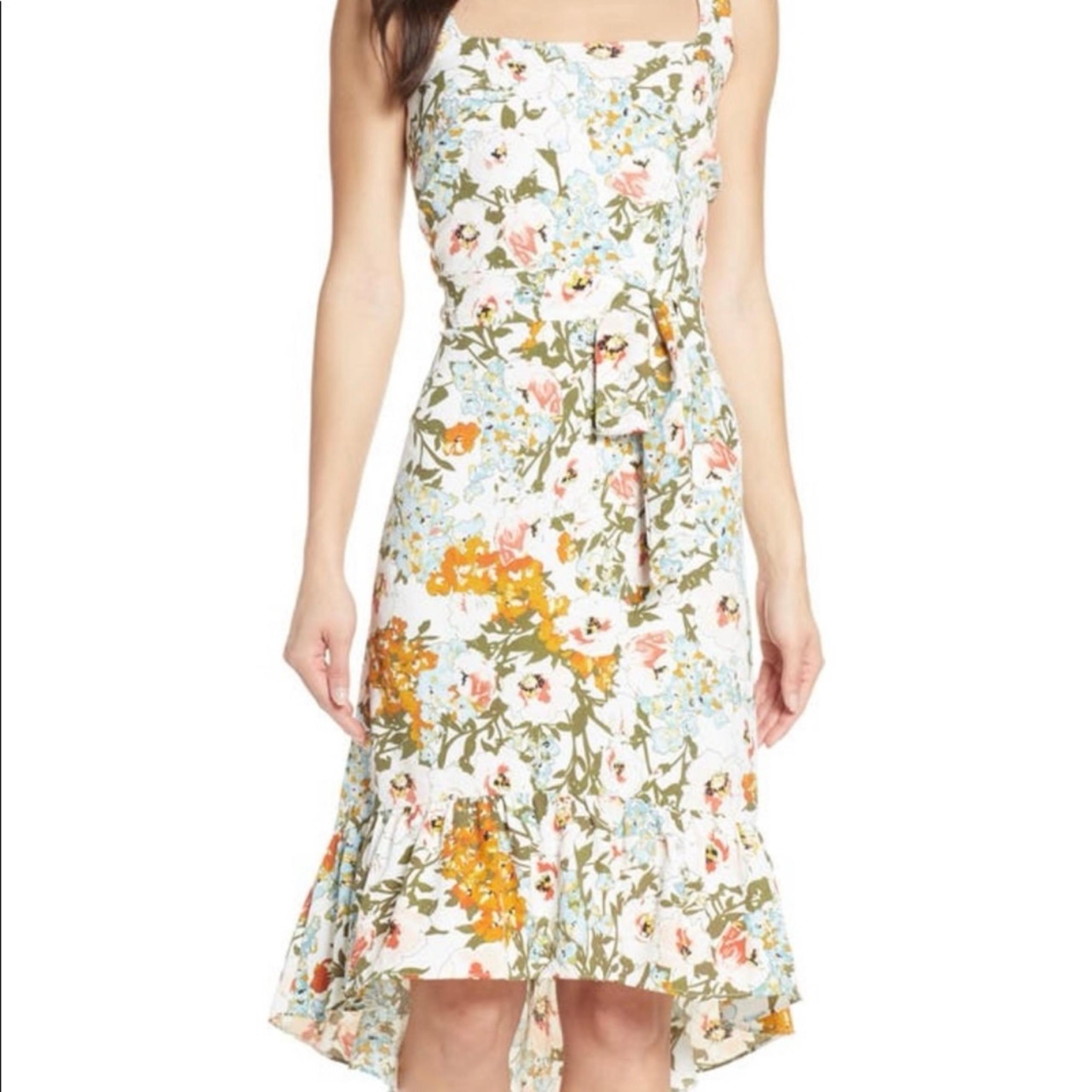 Chelsea 28 Nordstrom White Floral Ruffle Belted High-Low Maxi Dress Women’s XL