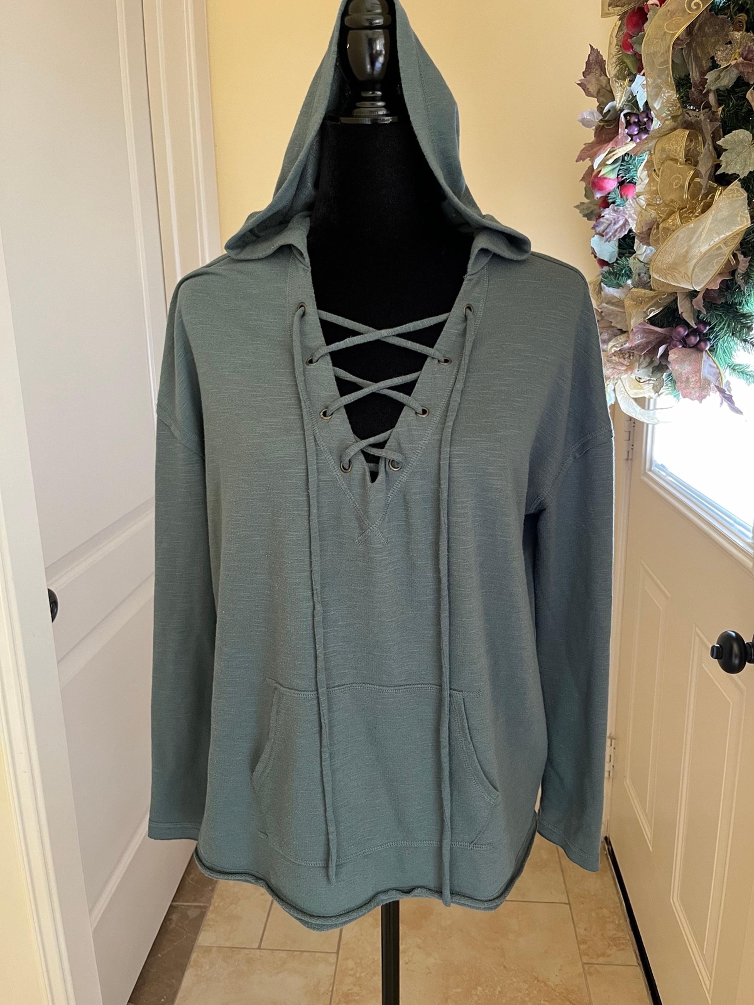 Mossimo Supply Co. Women Green Military Pullover Hooded Sweatshirt size Large