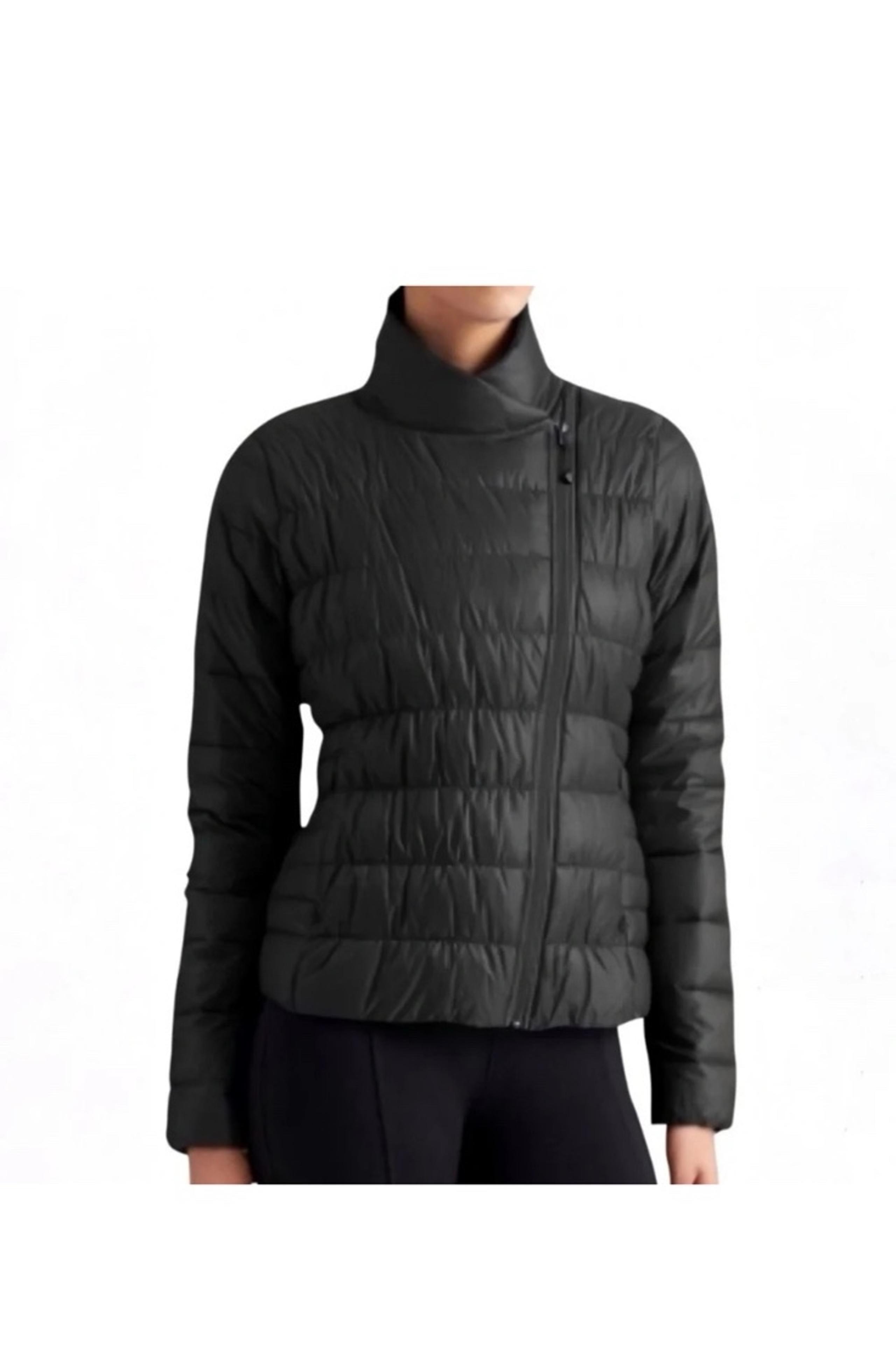 Athleta Downalicious Goose Down Quilted Puffer Jacket Coat in Black, Small