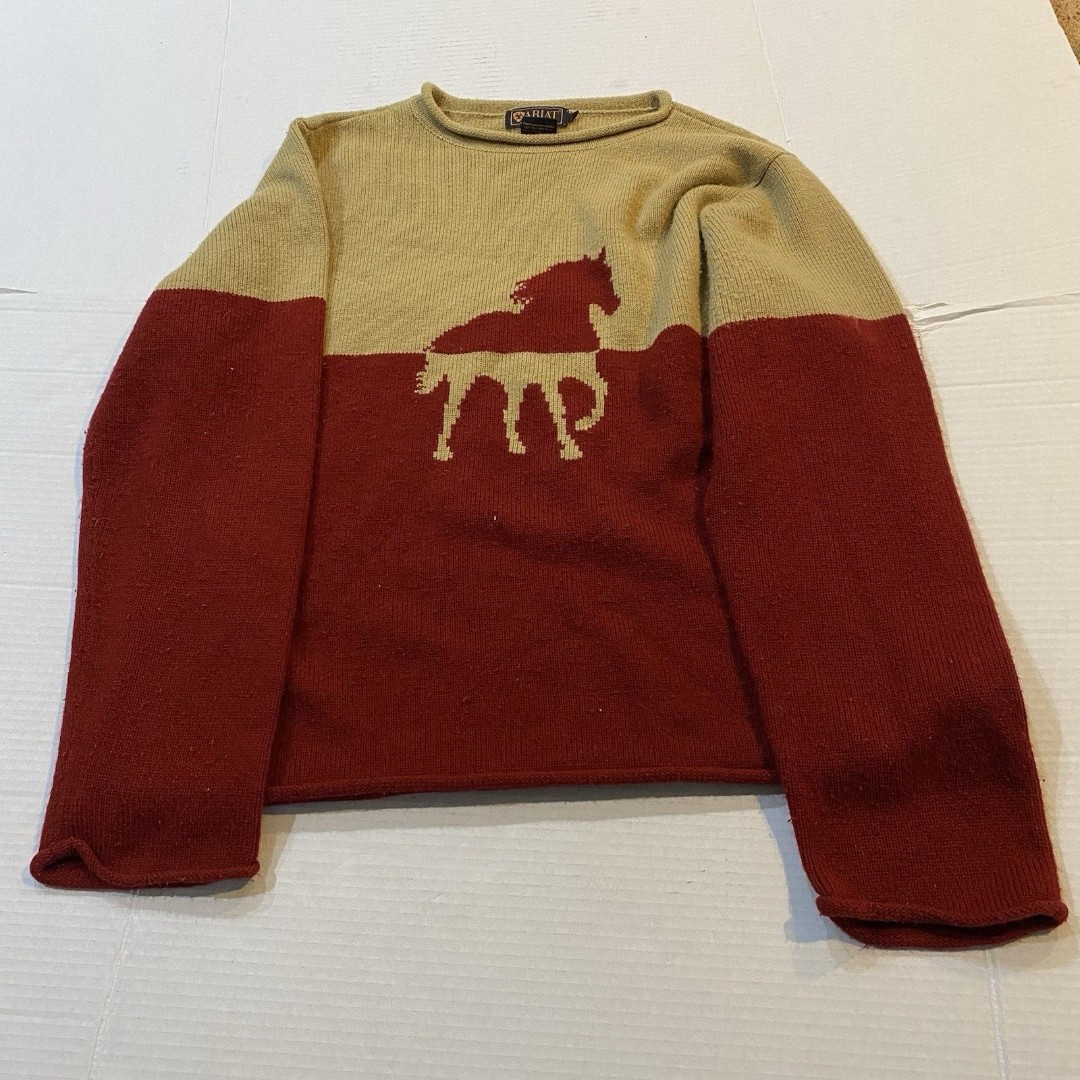 Vintage Ariat Womens Oversized Horse Sweater Size XL