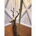 Large Vintage Mid Century Solid Bronze Brass Buck with Antlers, 16”