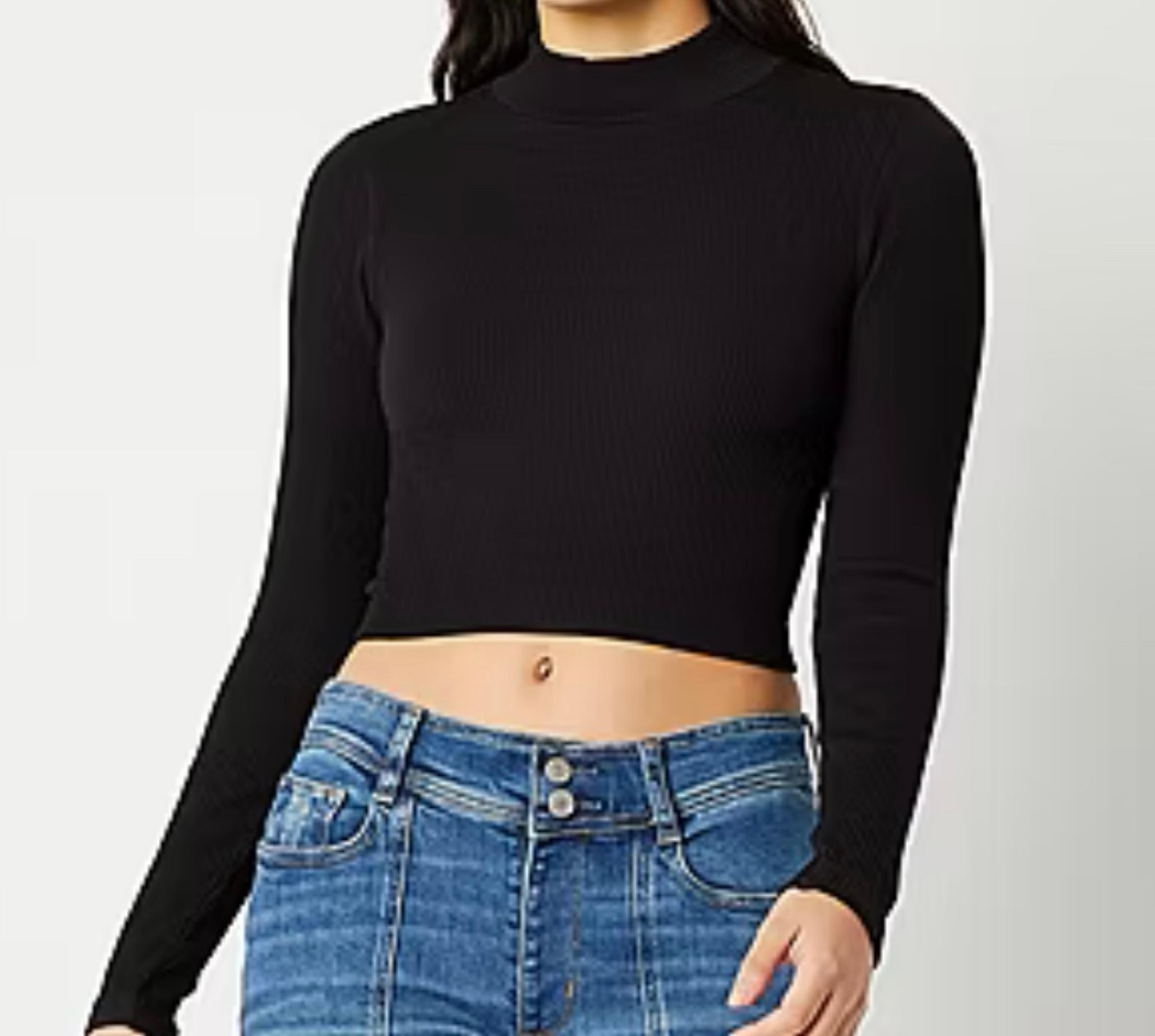 Arizona black ribbed turtle neck long sleeve top