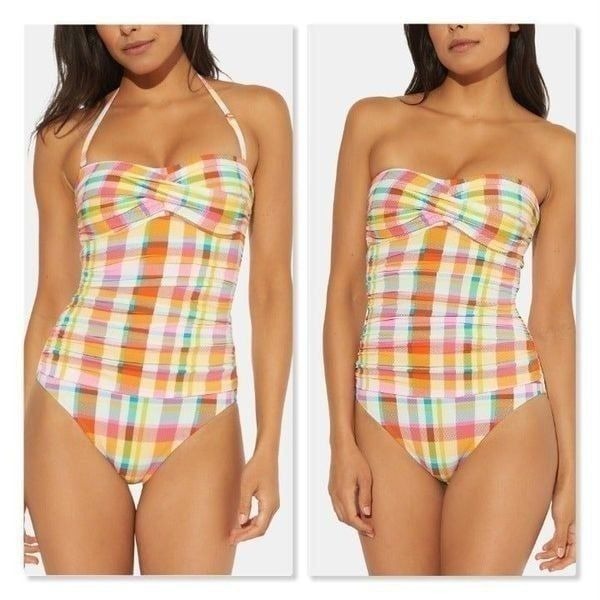 Bleu Rod Beattie Plaid Shirred Strapless