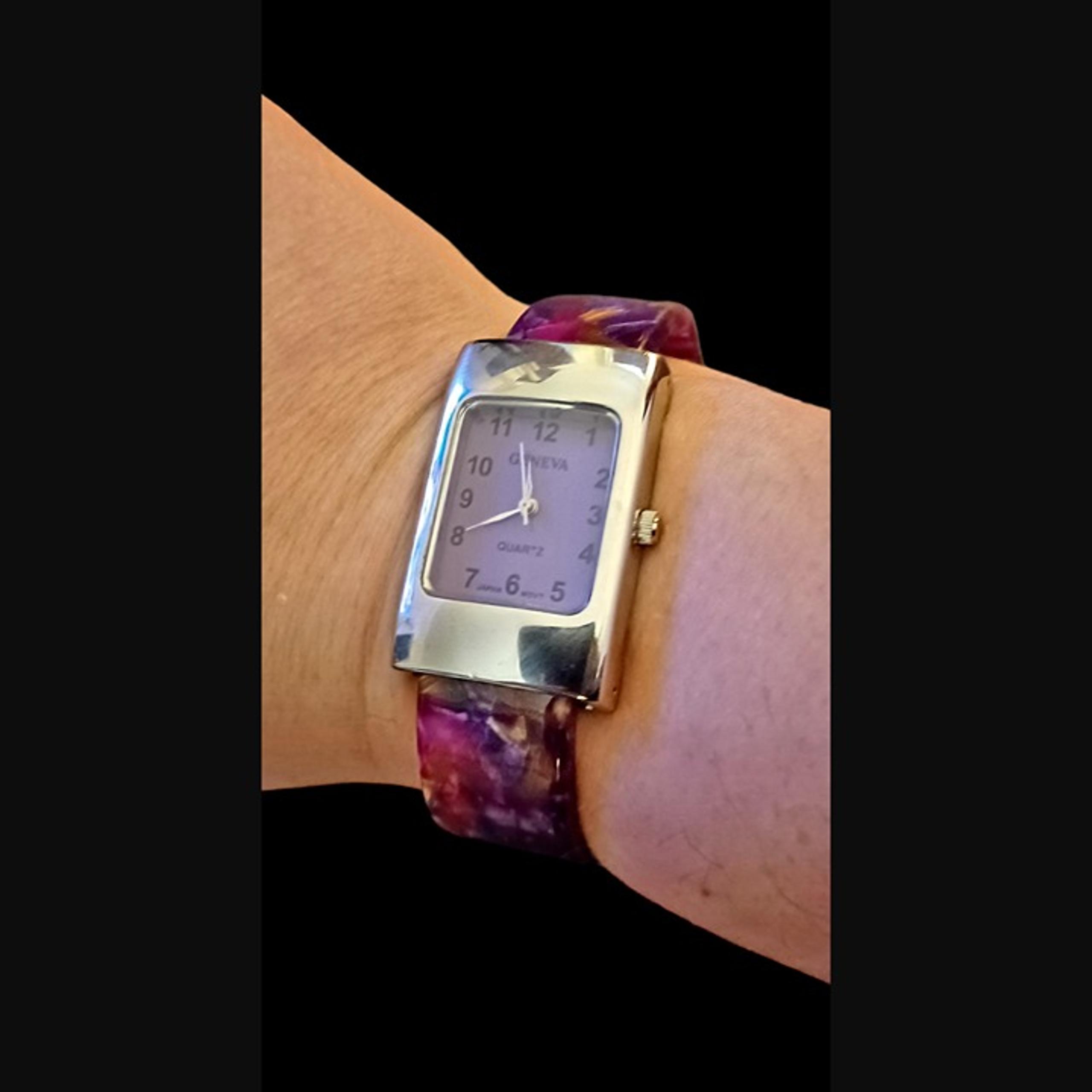 Geneva Purple Quartz Clamper Cuff Bracelet 6"