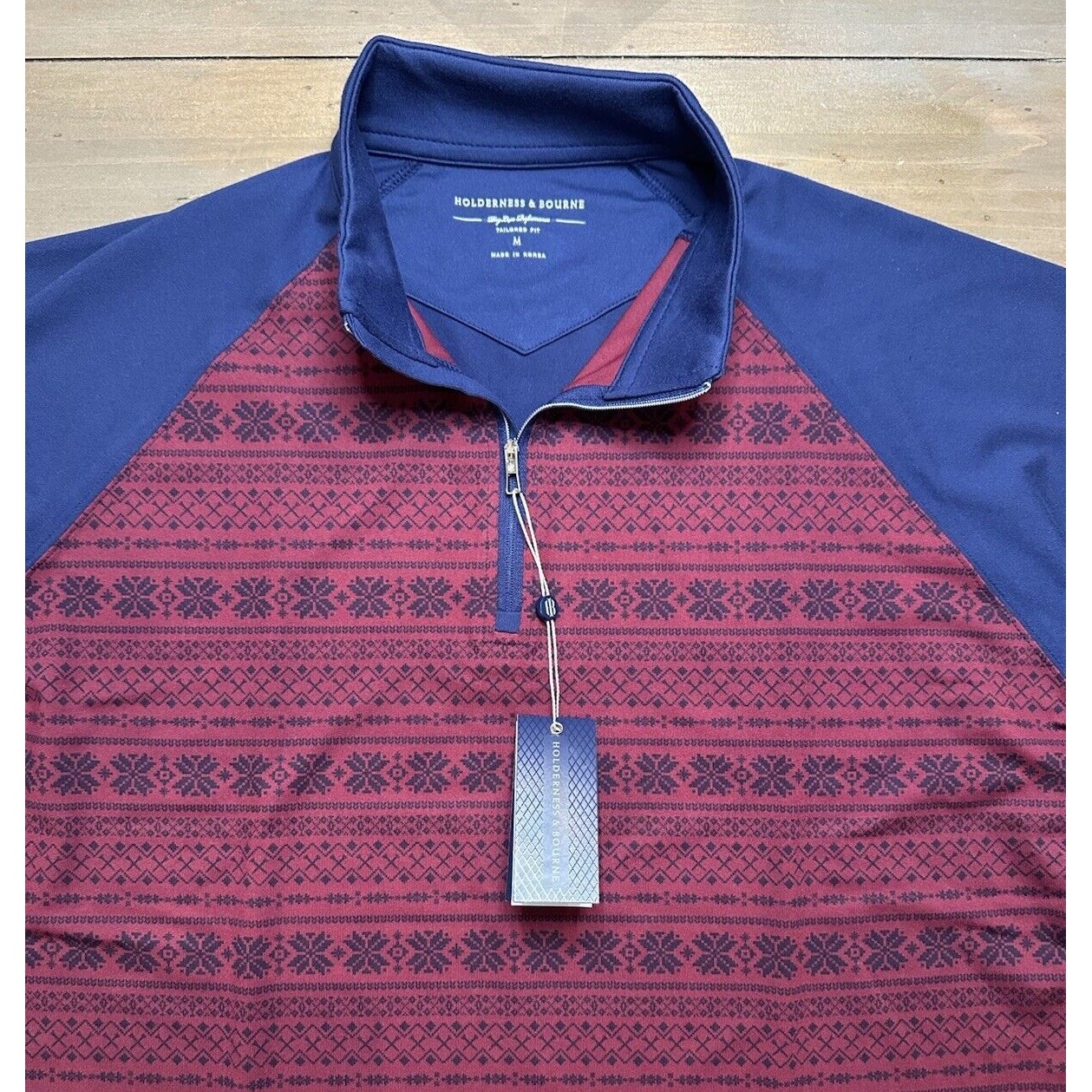 NWT Holderness & Bourne Men The Robinson 1/4 Zip Golf Pullover Sz L Snowflakes