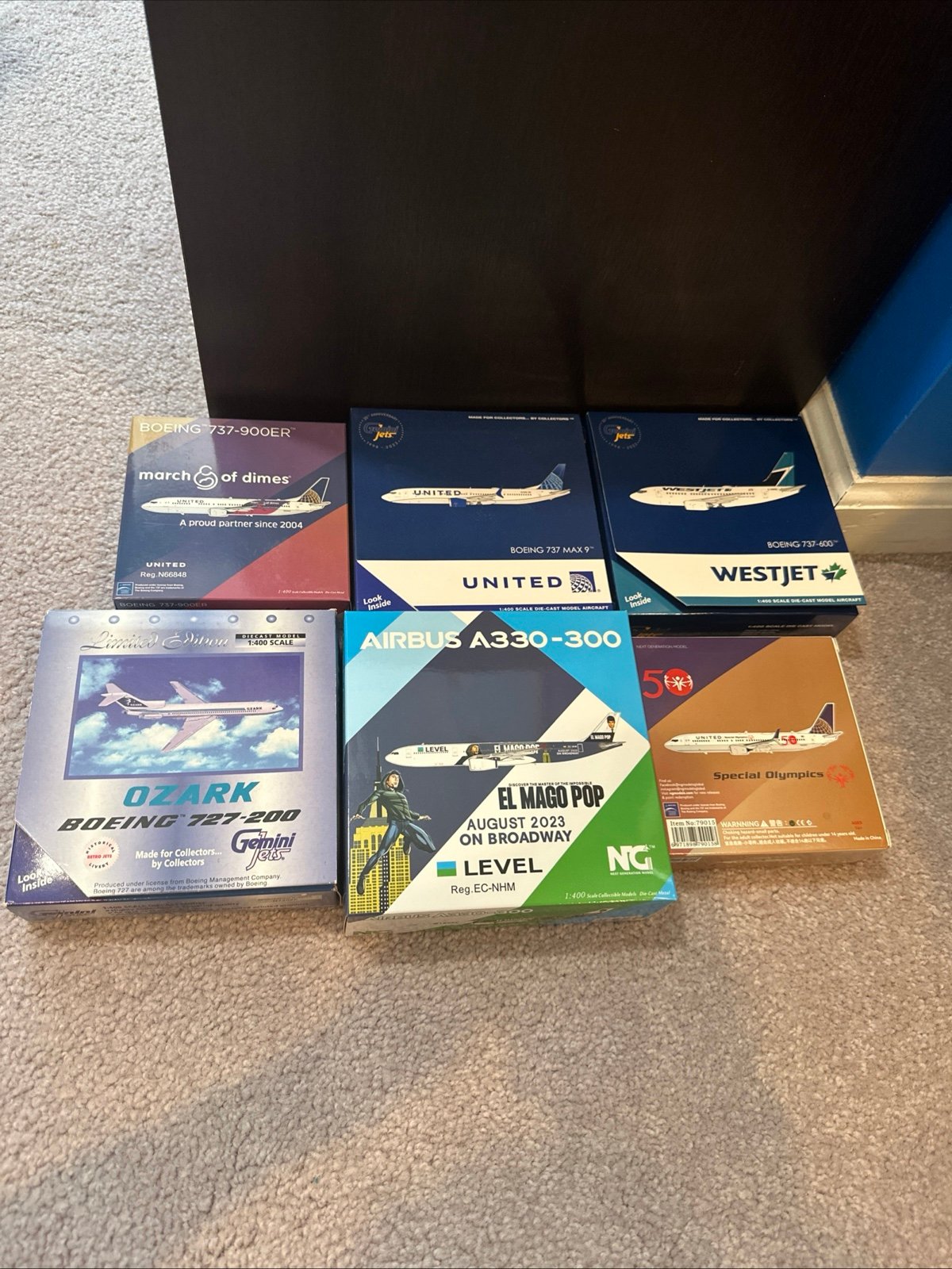 1:400 Airliners Lot (United, Ozark, Level, WestJet). Geminijets and NG Models