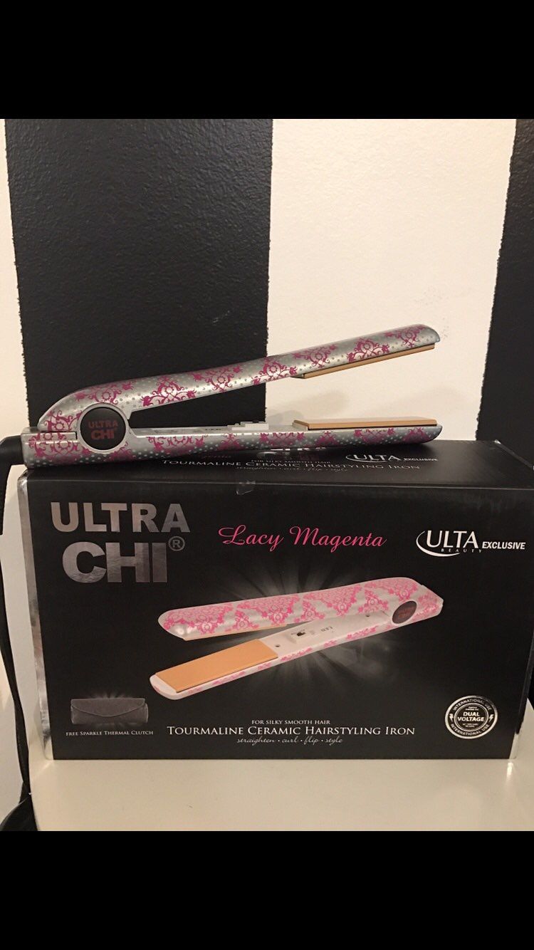 Pink Lace Chi Flat Iron W Clutch
