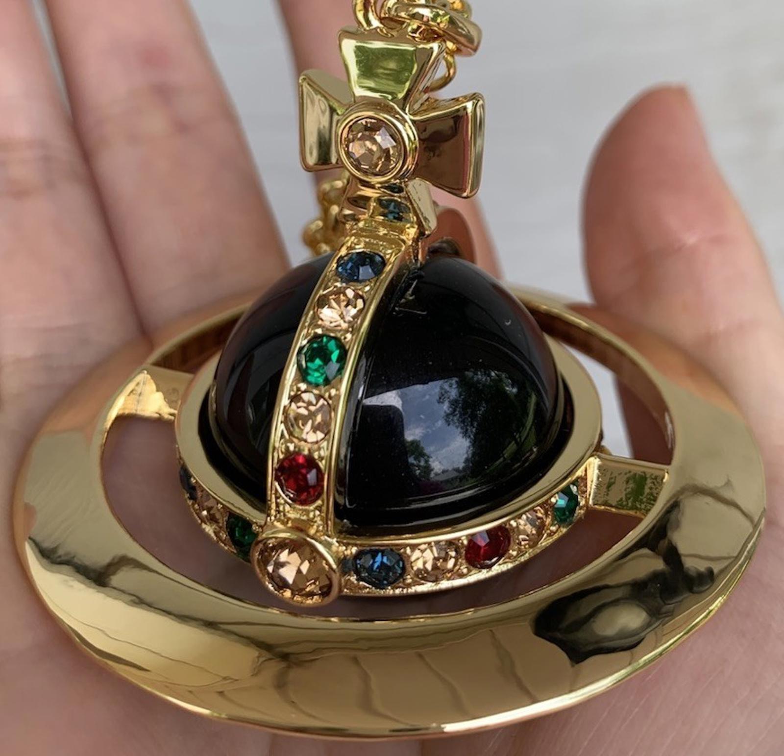 Vivienne Westwood Nana 3D Necklace Giant Extra Large Orb Gold Black Pendant Dim