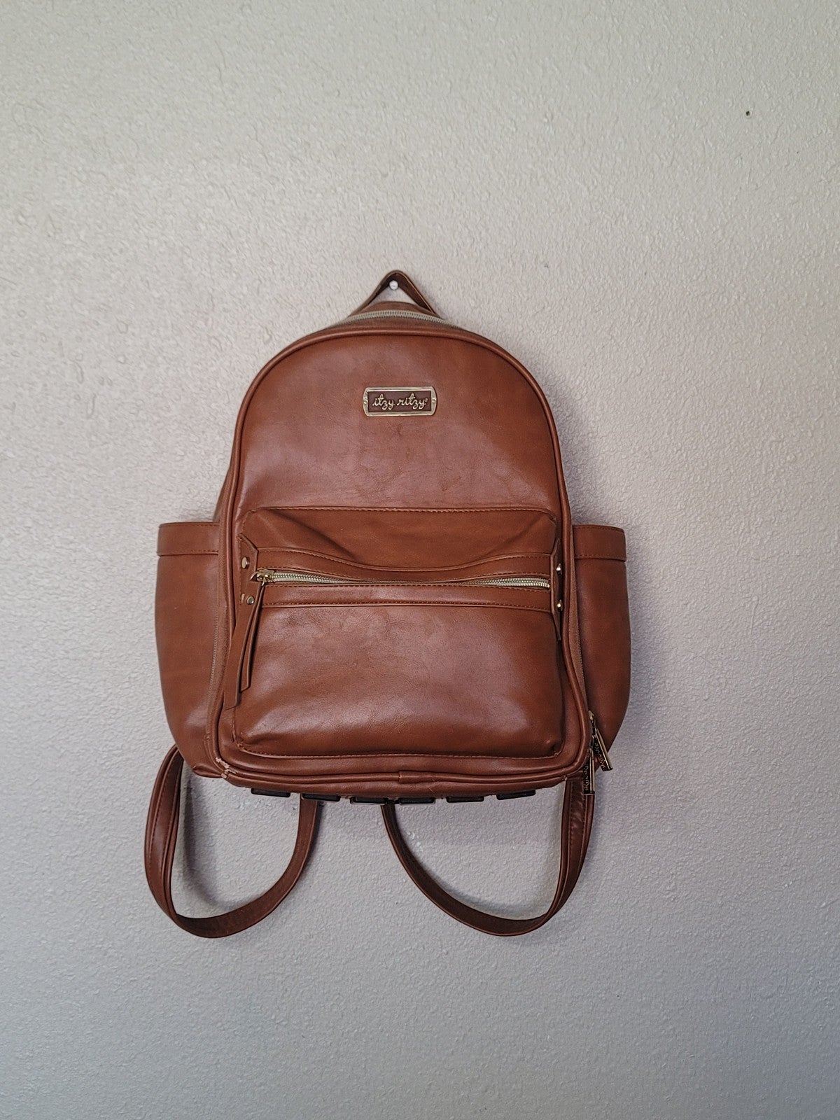 Itzy Ritzy Baby Diaper Bag Backpack Purse Cognac Tan