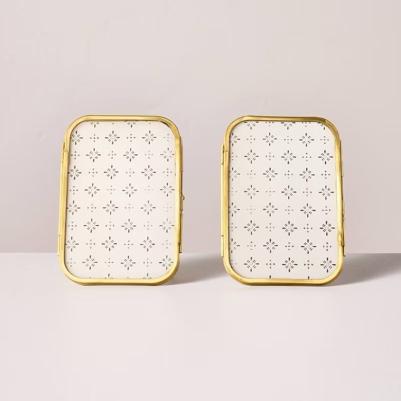 Hearth & Hand Magnolia 4x6 Hinged Brass Picture Frames Antique Finish Set of 2
