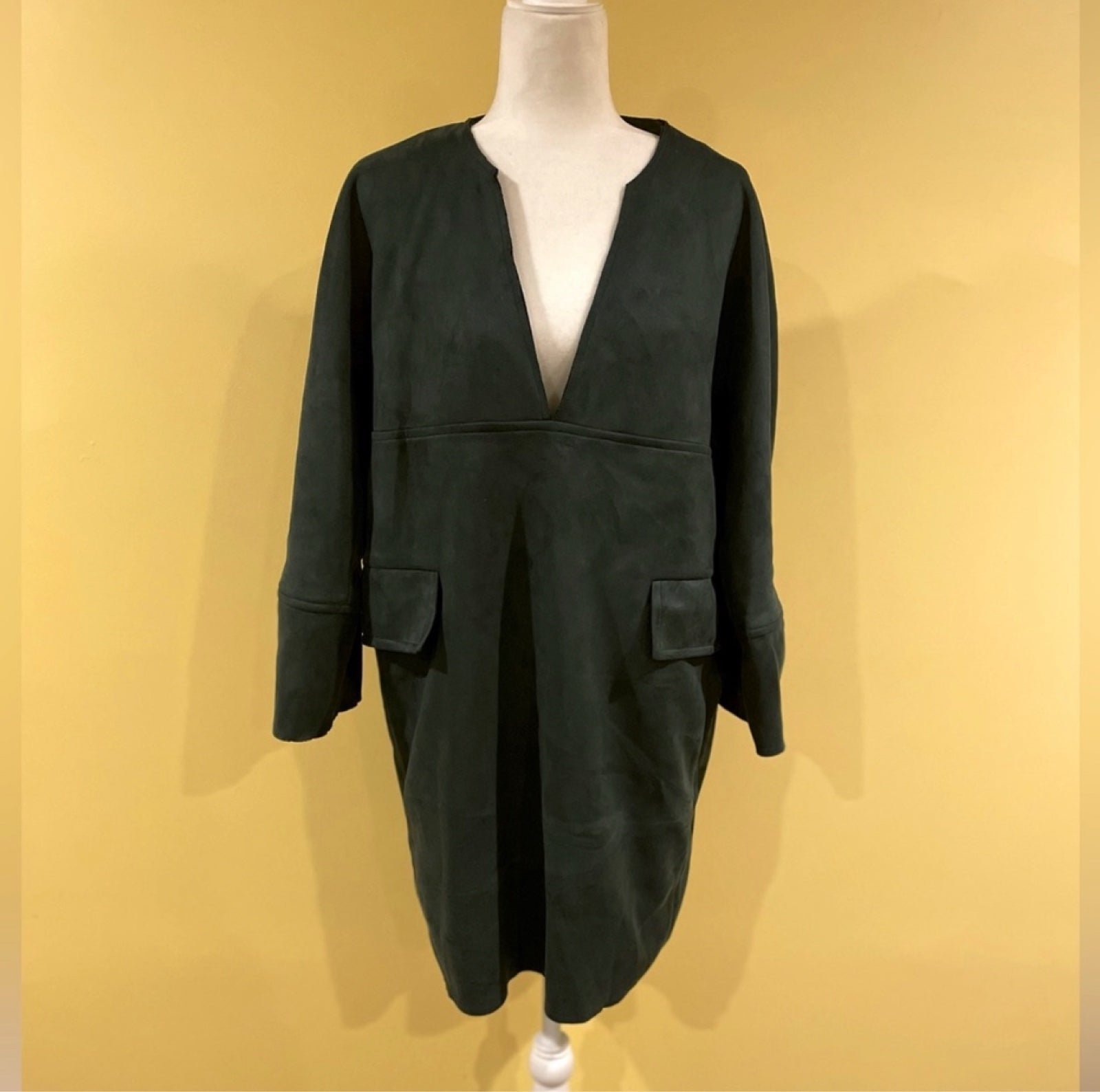 Oversized Suede Jacket Dark Green Small-Medium Pullover