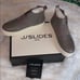 *JSLIDES Taupe Slip On Leather Sneakers