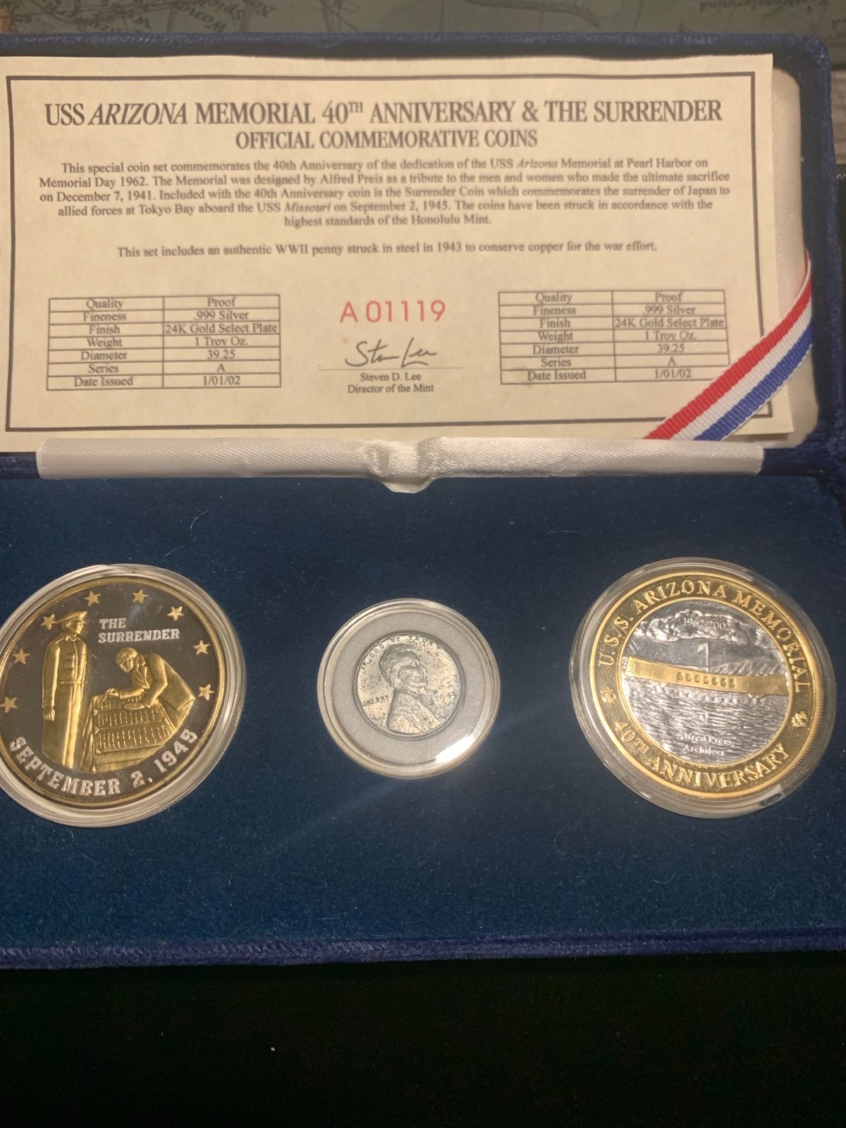 USS Arizona 44th Anniversary Coin Set