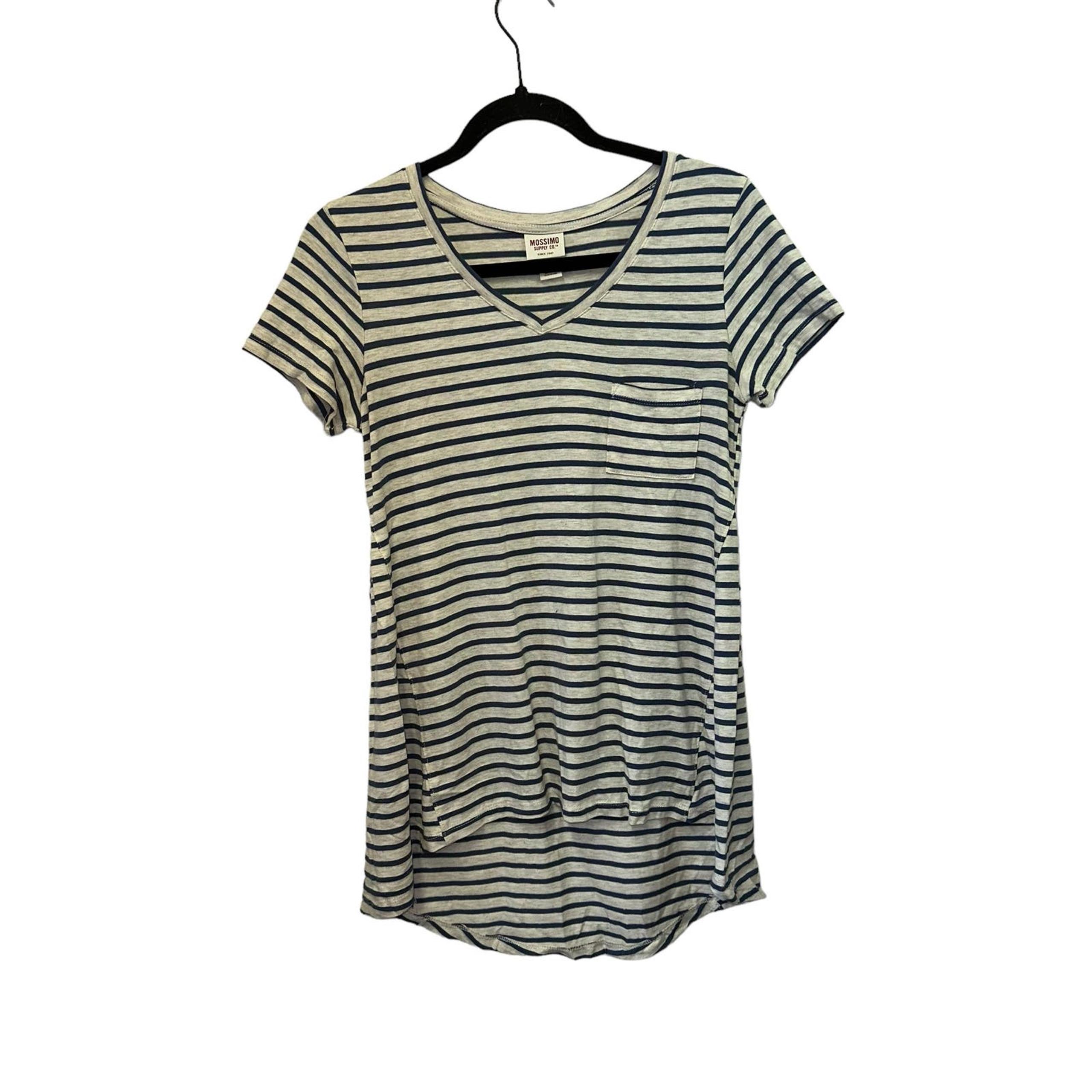 Mossimo V Neck Striped High Low Tee Shirt