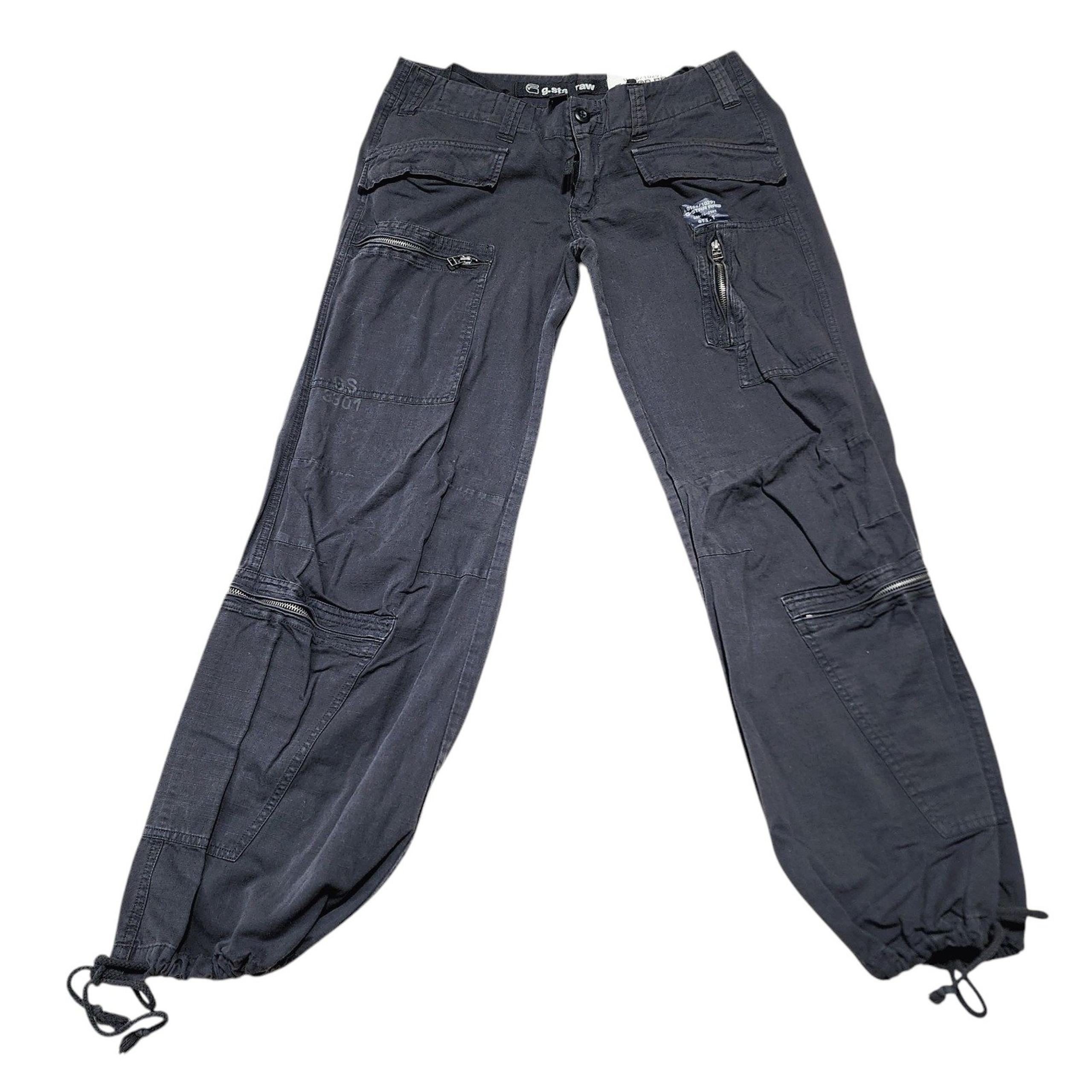 G-Star RAW Y2K Cargo Pants Zip Pockets Drawstring Hem Gray Mens Size 32