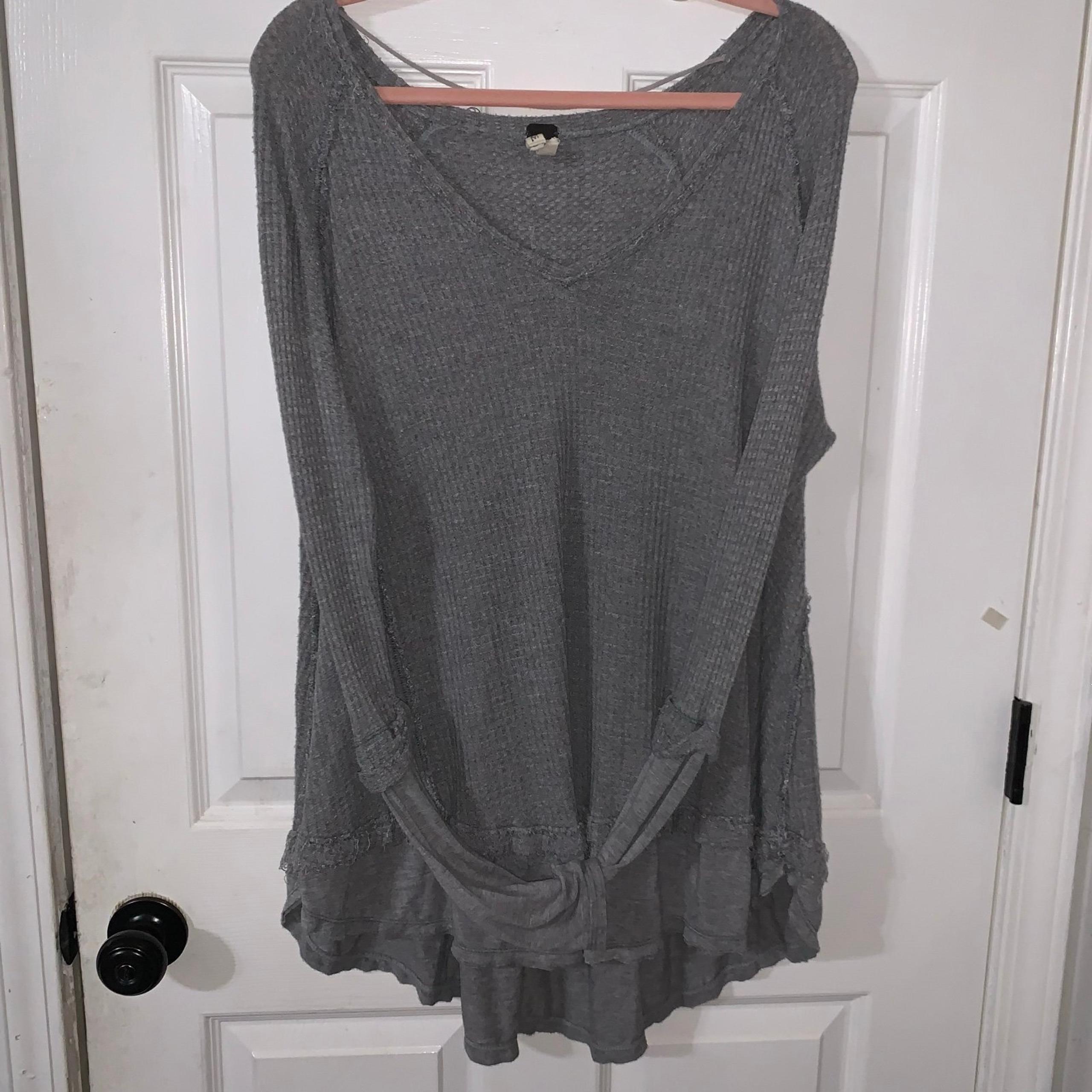 Free People (We The Free) Oversized Long Sleeve Waffle Knit Top W/ Thumb Holes