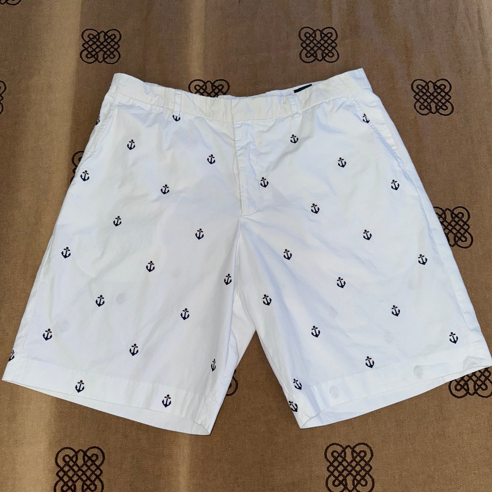 Lilly Pulitzer Mens Via Palm Ocean Everglades White Anchor Embroidery Short