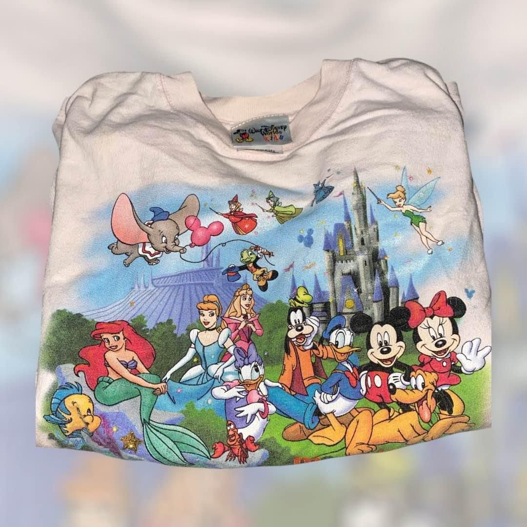 Rare Vintage 90s KIDS Disney Walt Disney World Magic Kingdom T Shirt Youth Large