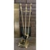 American 4 Piece Set Brass Fireplace Tools Stand with Campfire Decor Mid Century
