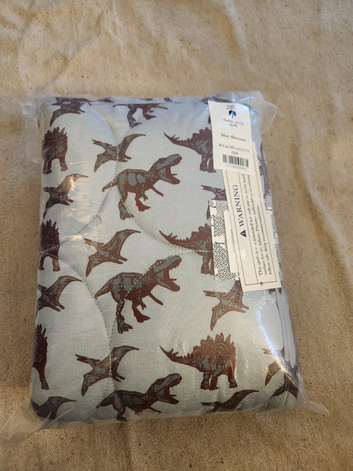 kate Quinn blue dinosaur quilt nwt!