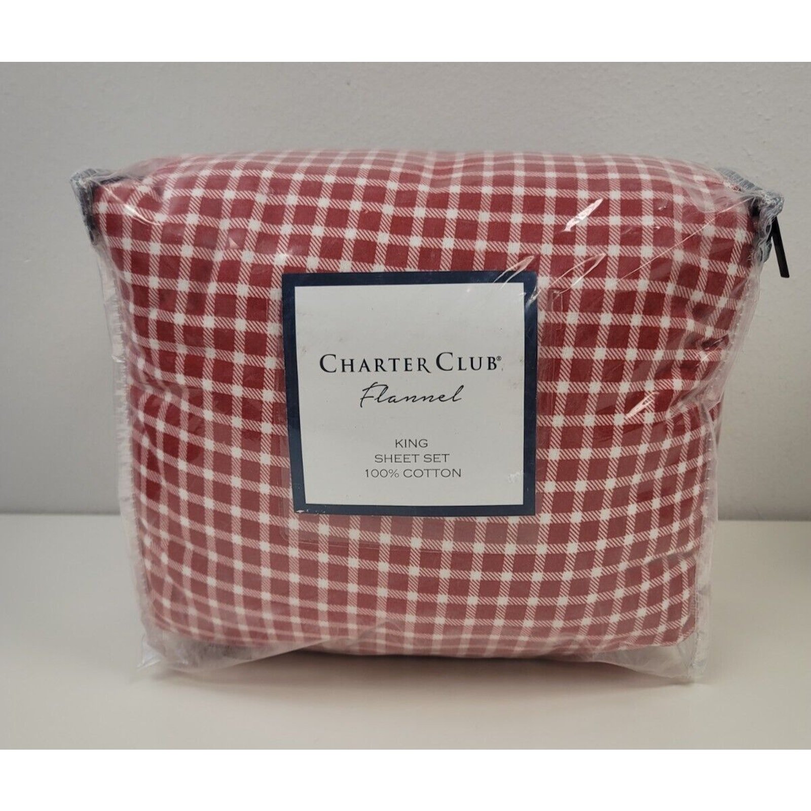 Charter Club Printed Flannel Cotton 4-Pc. Sheet Set, Crimson Combo