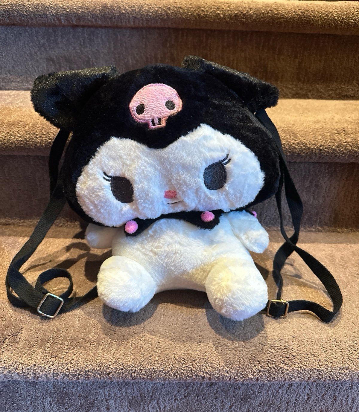 Kuromi Soft Plush Stuffed Animal Adjustable Straps Backpack 11.5 Tall