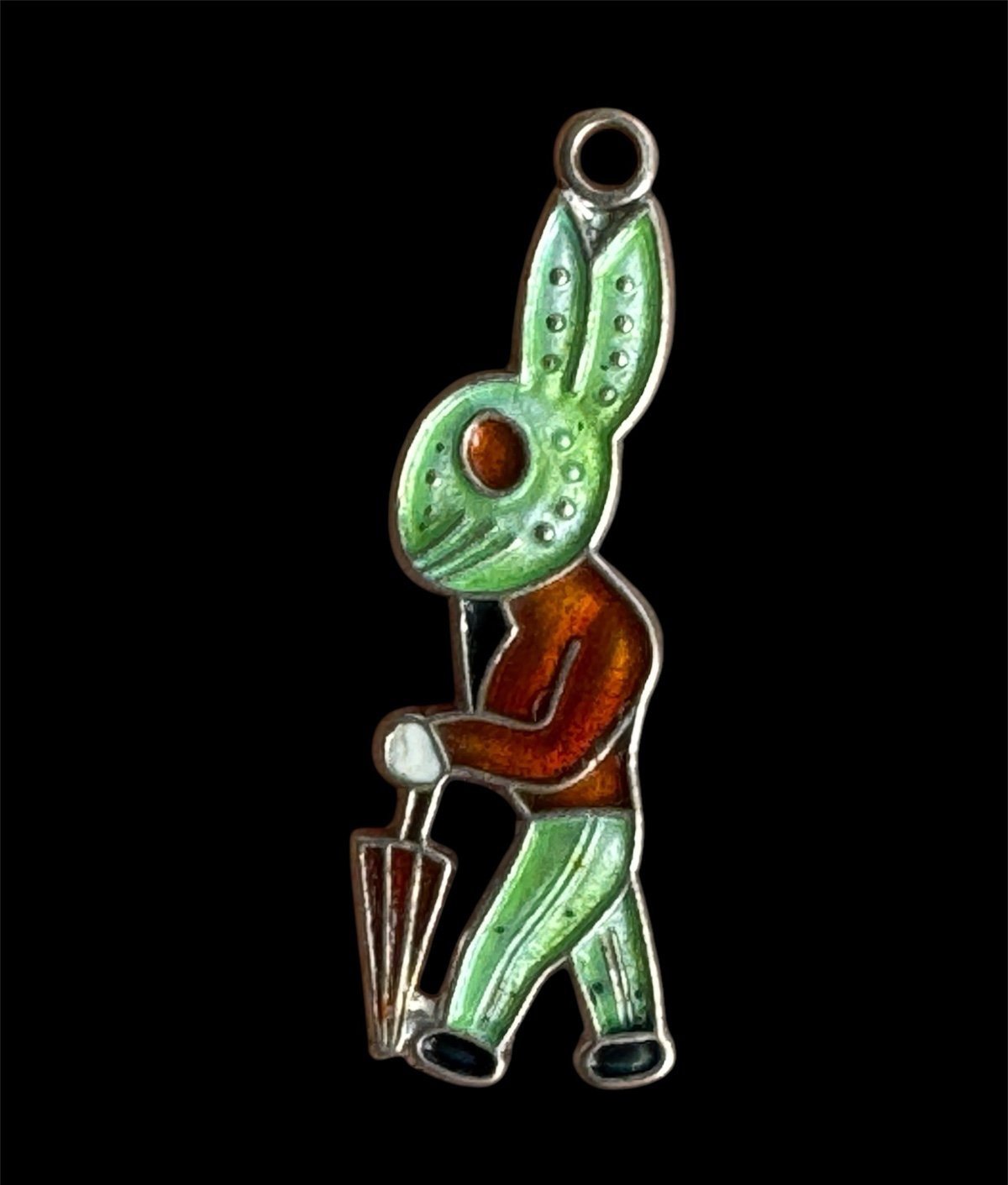 Wells Vintage RARE Enamel Bunny Rabbit Charm Sterling Silver
