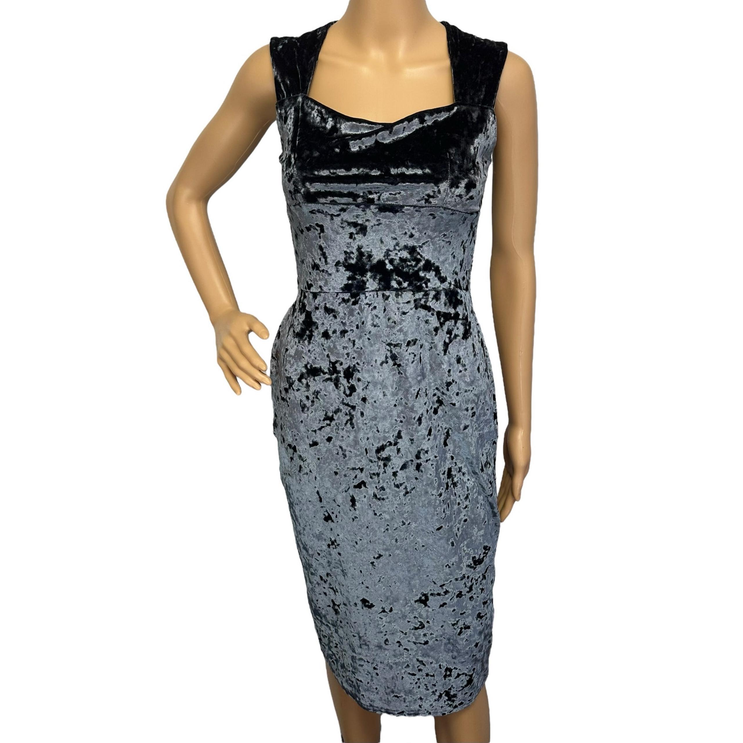 NWT Boohoo Night Crushed Velvet Dress Gray Sleeveless Evening Cocktail Size 8