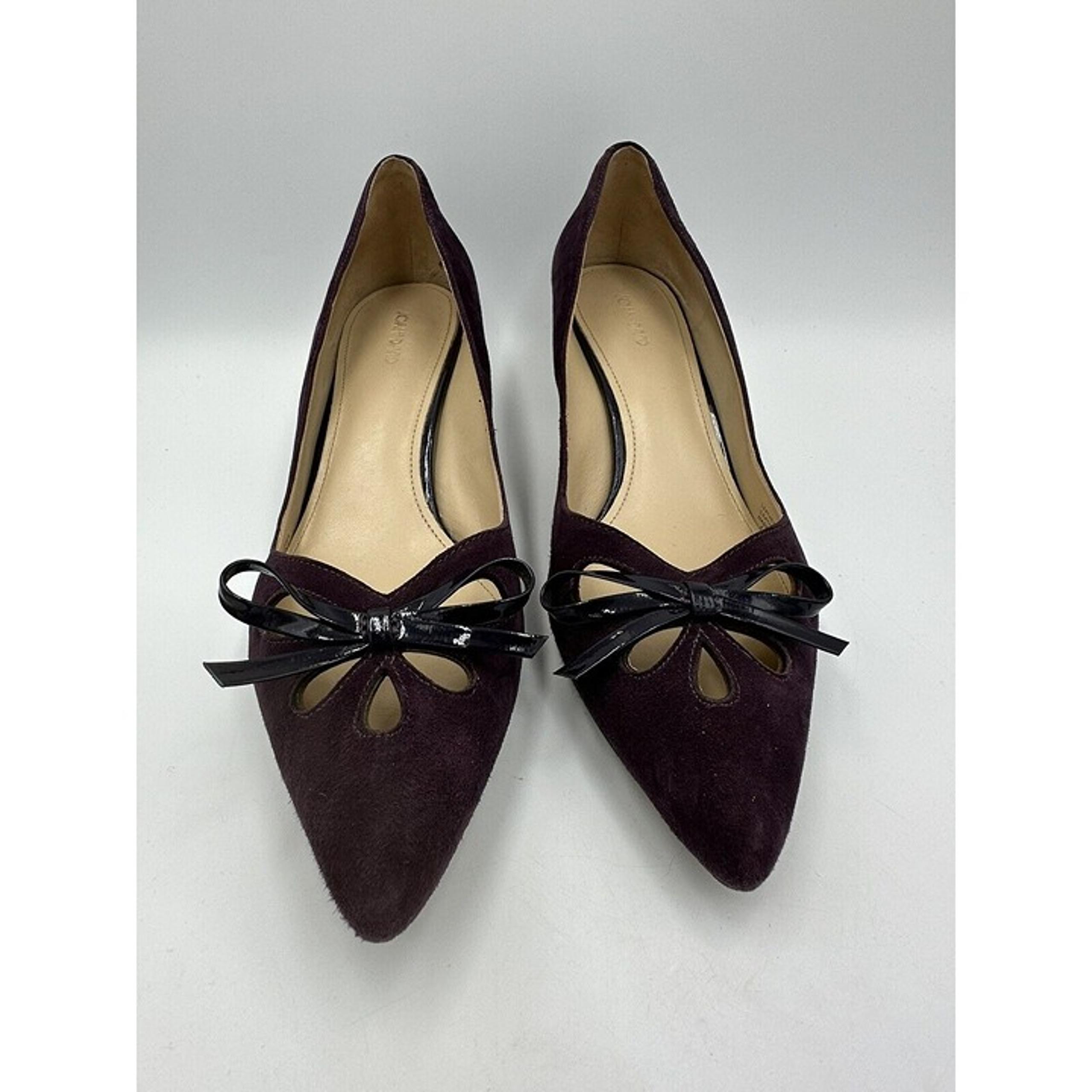 JOAN & DAVID Womens Purple suede stiletto heels bow front 9.5M Formal Classy