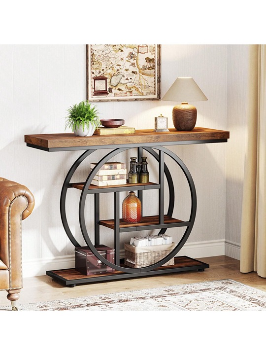 41.3 Console Table, Industrial 4-Tier Sofa Table