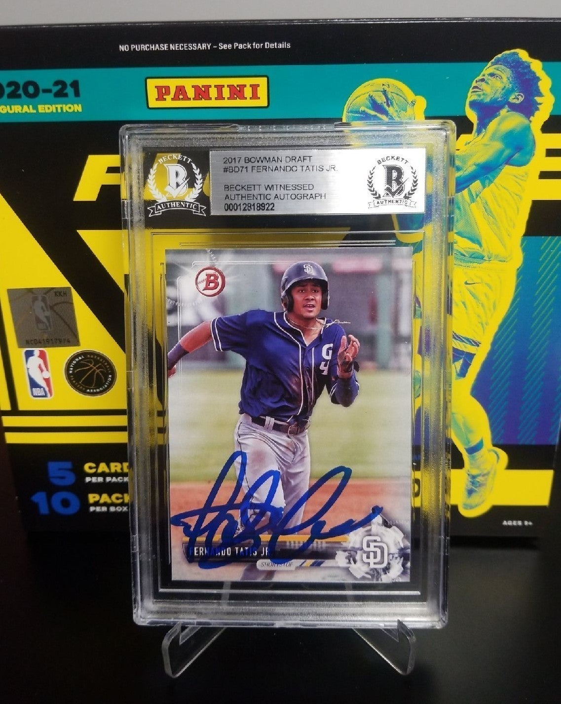 Topps Bowman Draft 2017 Fernando Tatis Jr. Beckett Witnessed Authentic Autograph
