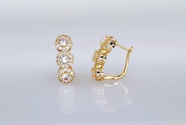 14K Gold Womens 2ct Diamond Snap Back Hoop Earrings Ladies Small Hoops Jewelry