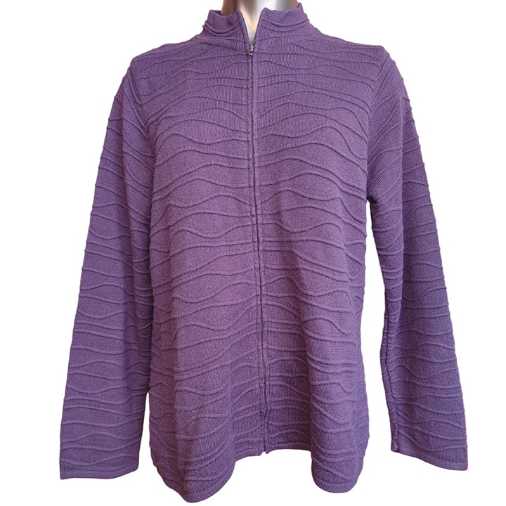 Coldwater Creek Women's Purple Knit Full ZIp Sweater Jacket 1X
