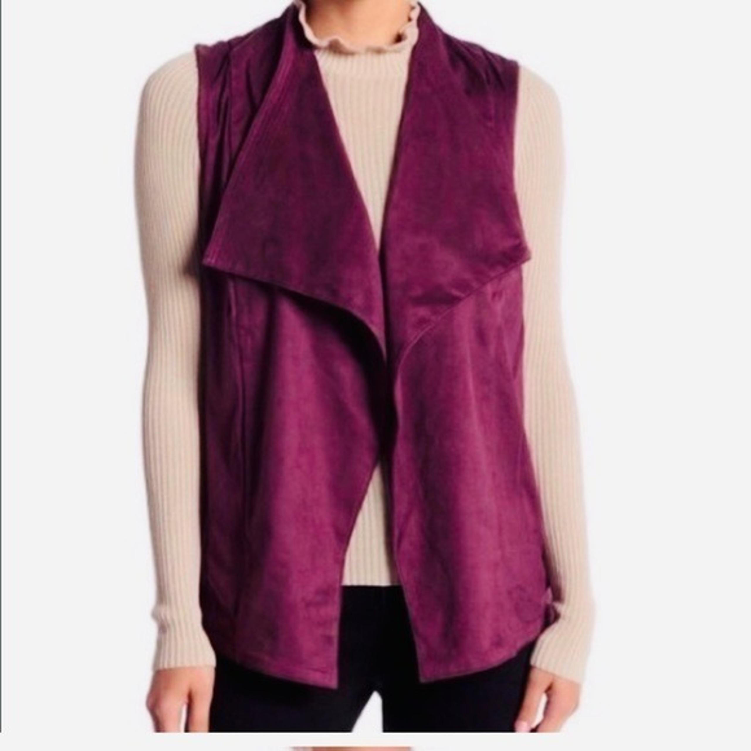 Romeo and Juliet Couture Faux Suede Drape Crowl Neck Vest Jacket Large Plum Wine