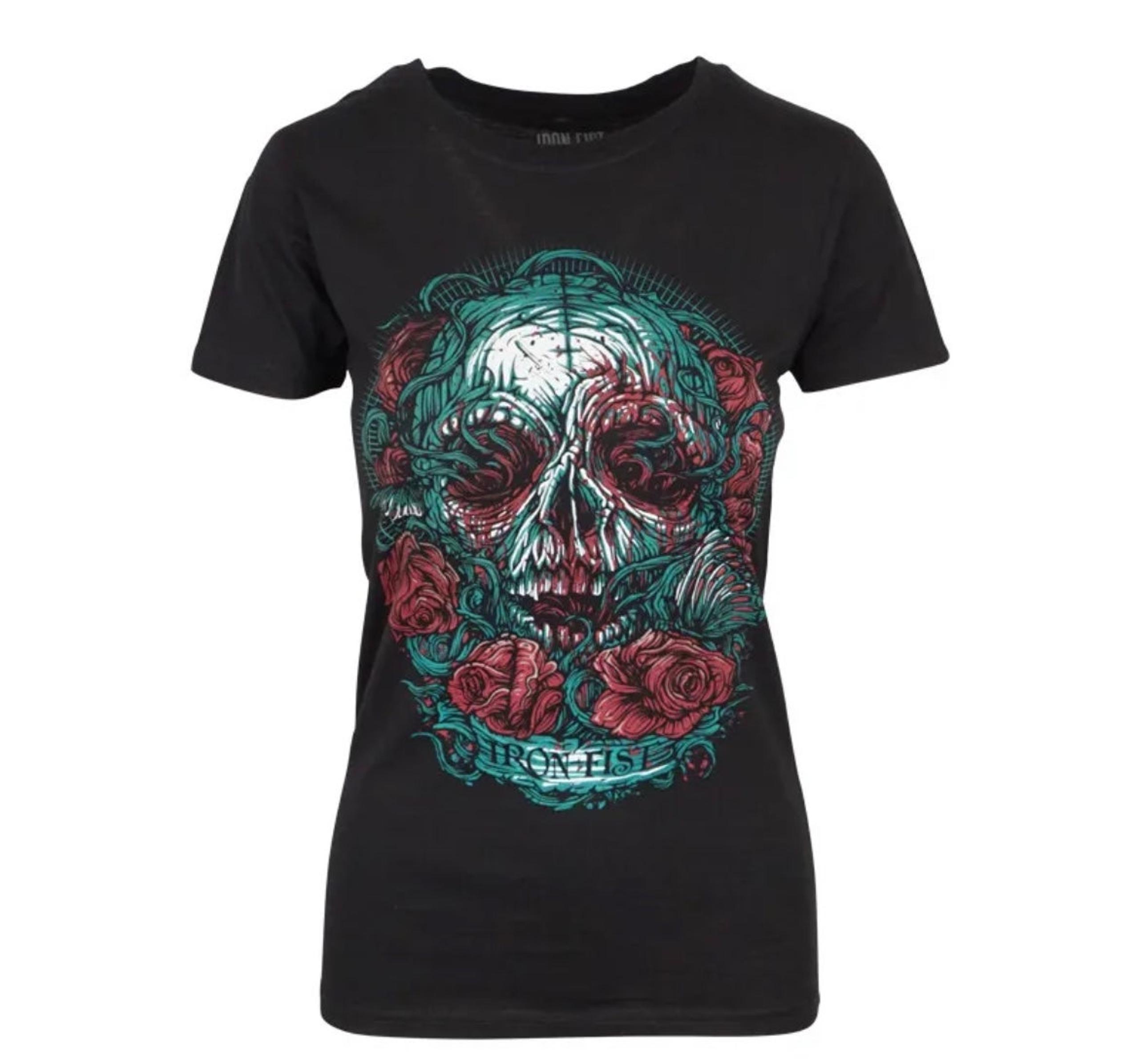 Iron Fist Rock Me Apparel Santeria Skull Skeleton T Tee Shirt Top NEW NWT