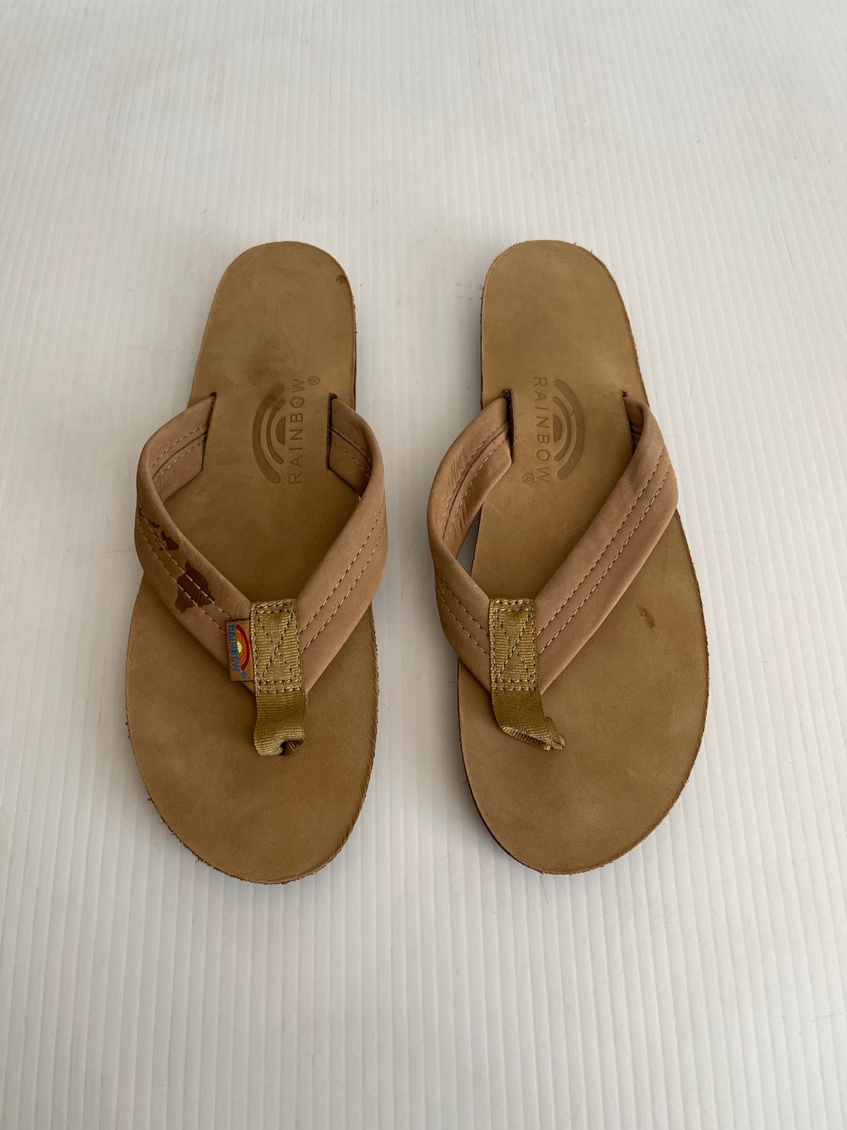 Rainbow Pau Hana Leather Flip Flop Sandals Large 10.5-11.5 Brown