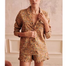 Sezane ruffle sleep shorts in floral cotton