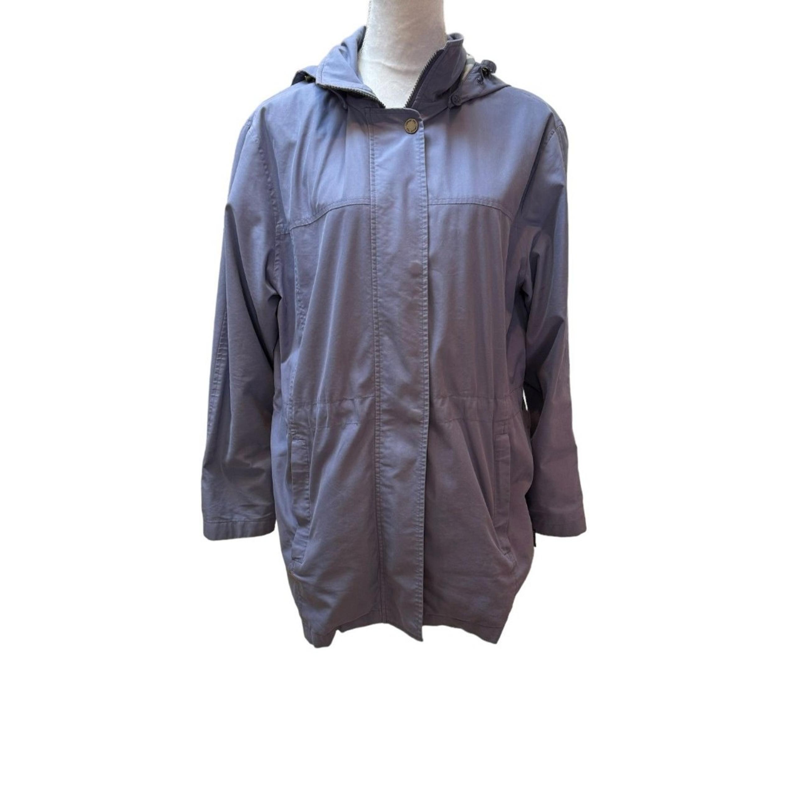 London Fog Periwinkle Blue Hooded Preppy  Raincoat Size L