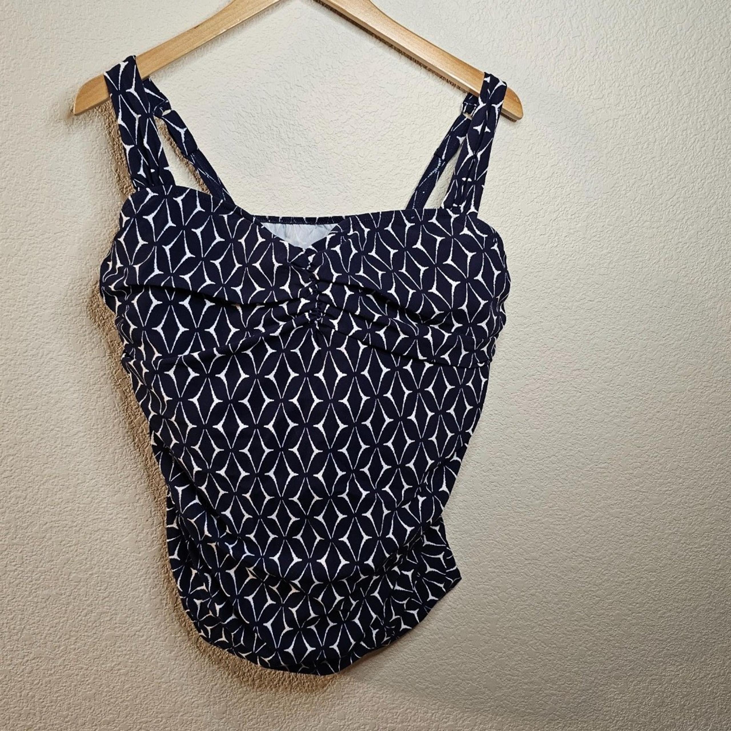 NWT 24W Navy / White Gottex Supreme Underwire Tankini Top w/ Adjustable Straps