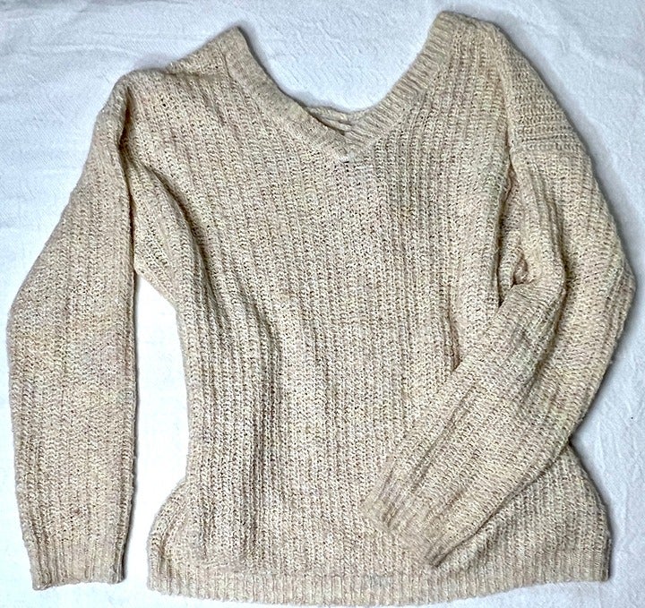 MA*RS Sugargloss rainbow and gold thread lace up back sweater