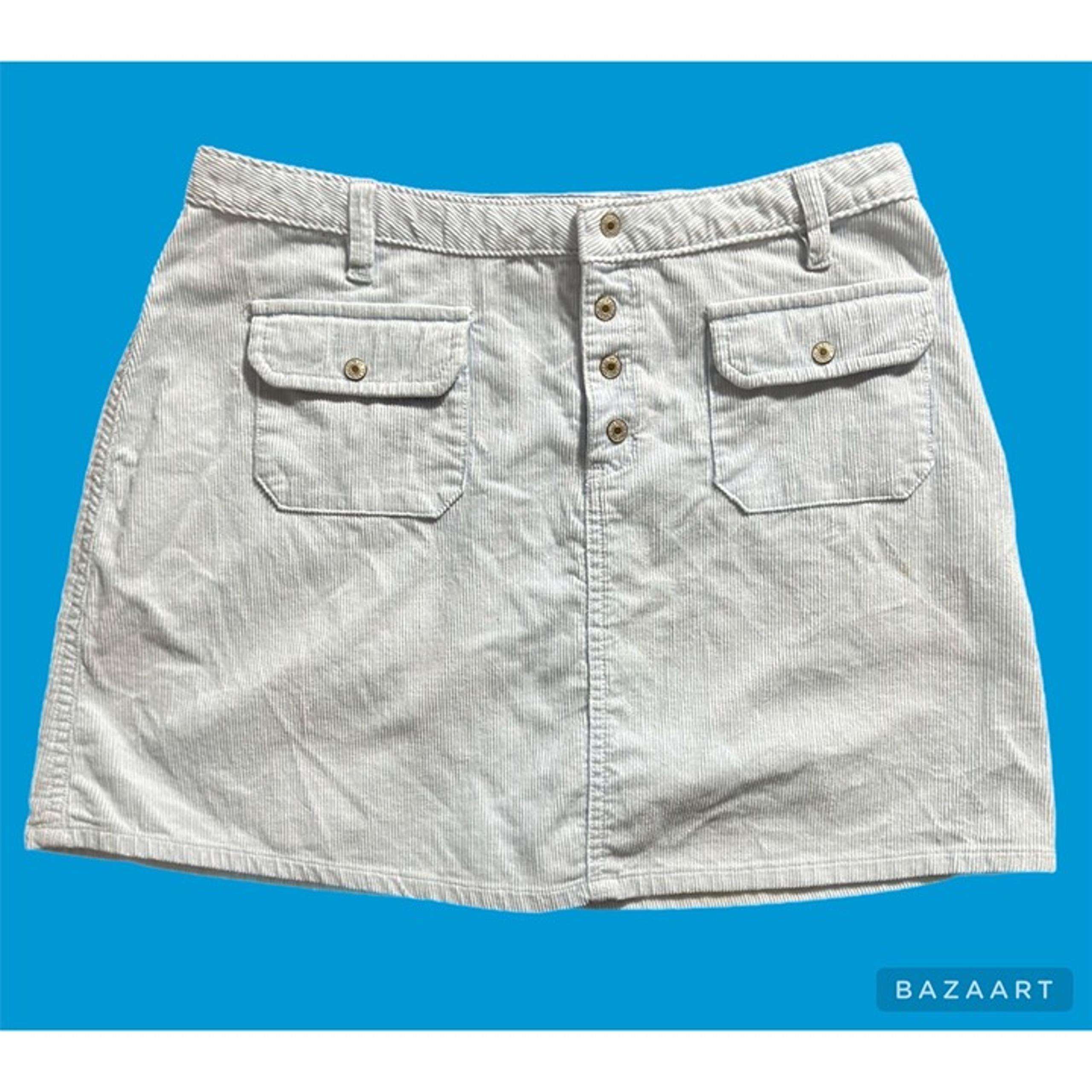 Y2K Corduroy Mini Skirt Route 66 Brand Pale Bluish Gray Color 2 Pocket Design