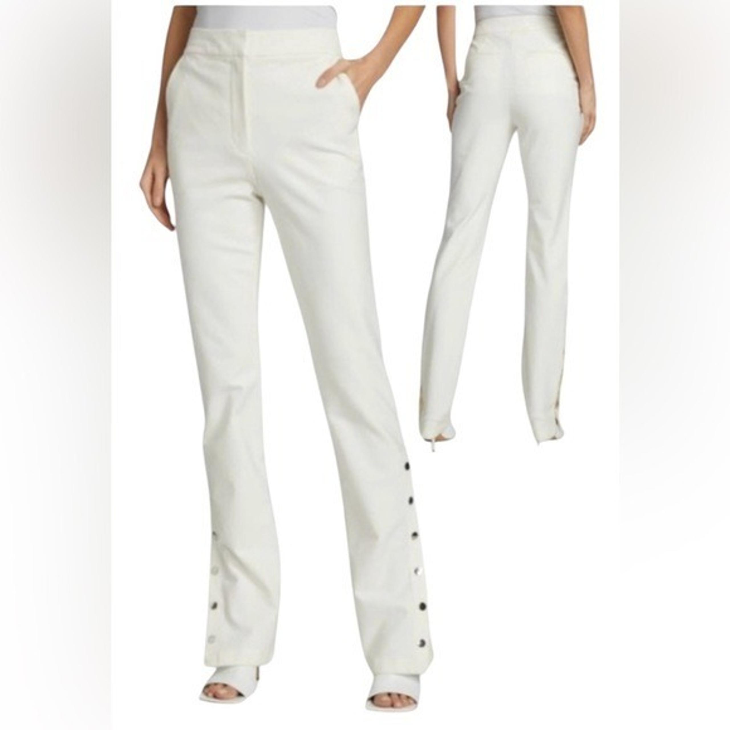 NWOT 10 Crosby Derek Lam Women's White Tesse Snap-leg Flared Pants 4