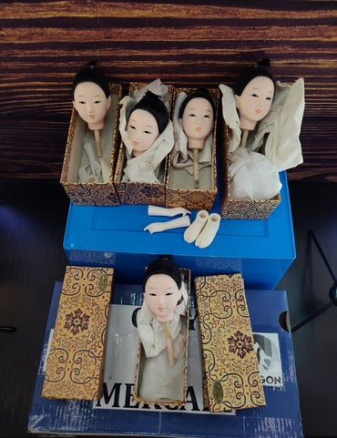 2.5 Lot Of 5 Japanese Doll Heads Complete W/ Arms & Feet (Porcelain)