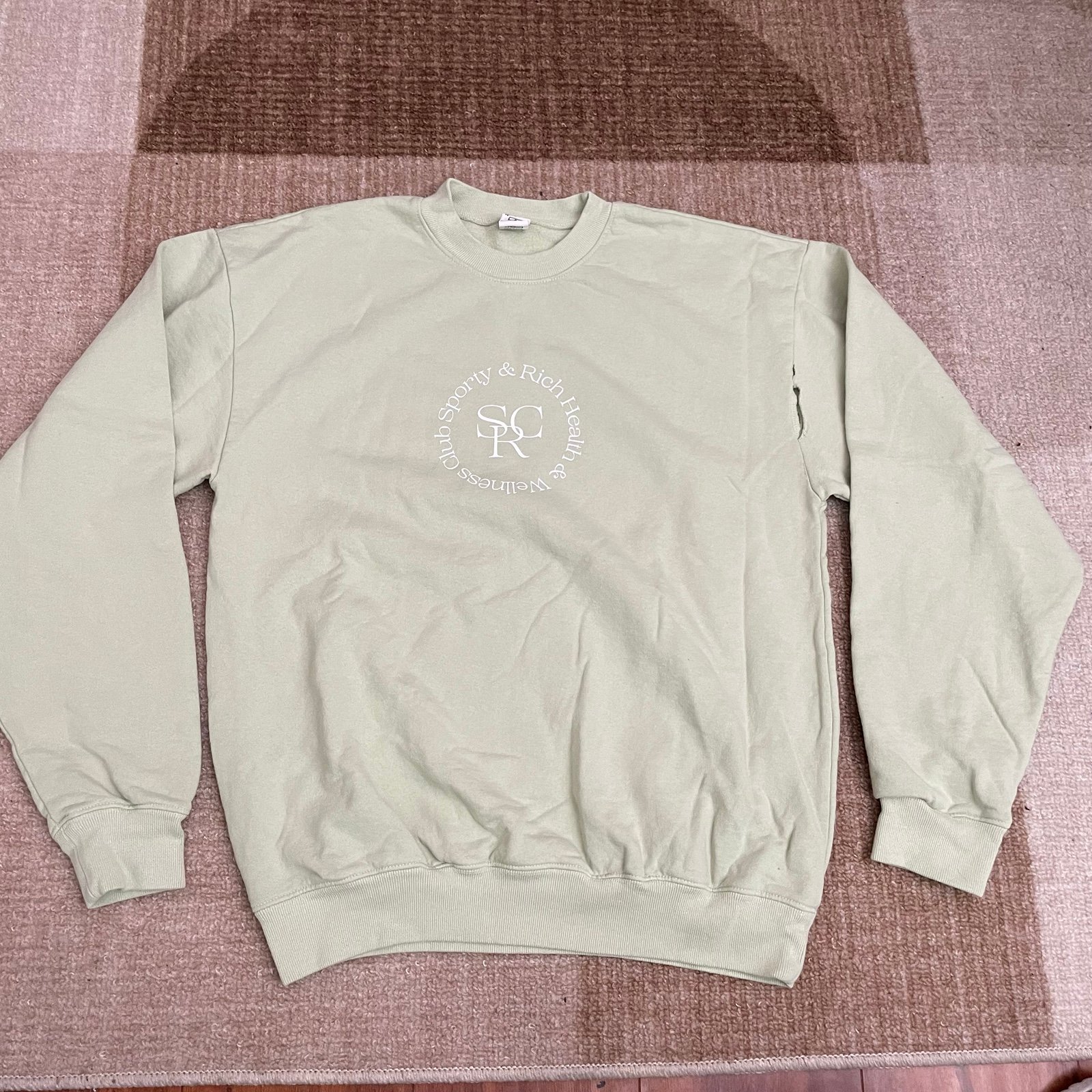 SPORTY AND RICH MINT GREEN HEALTH AND WELLNESS CLUB SWEATSHIRT SZ SMALL S