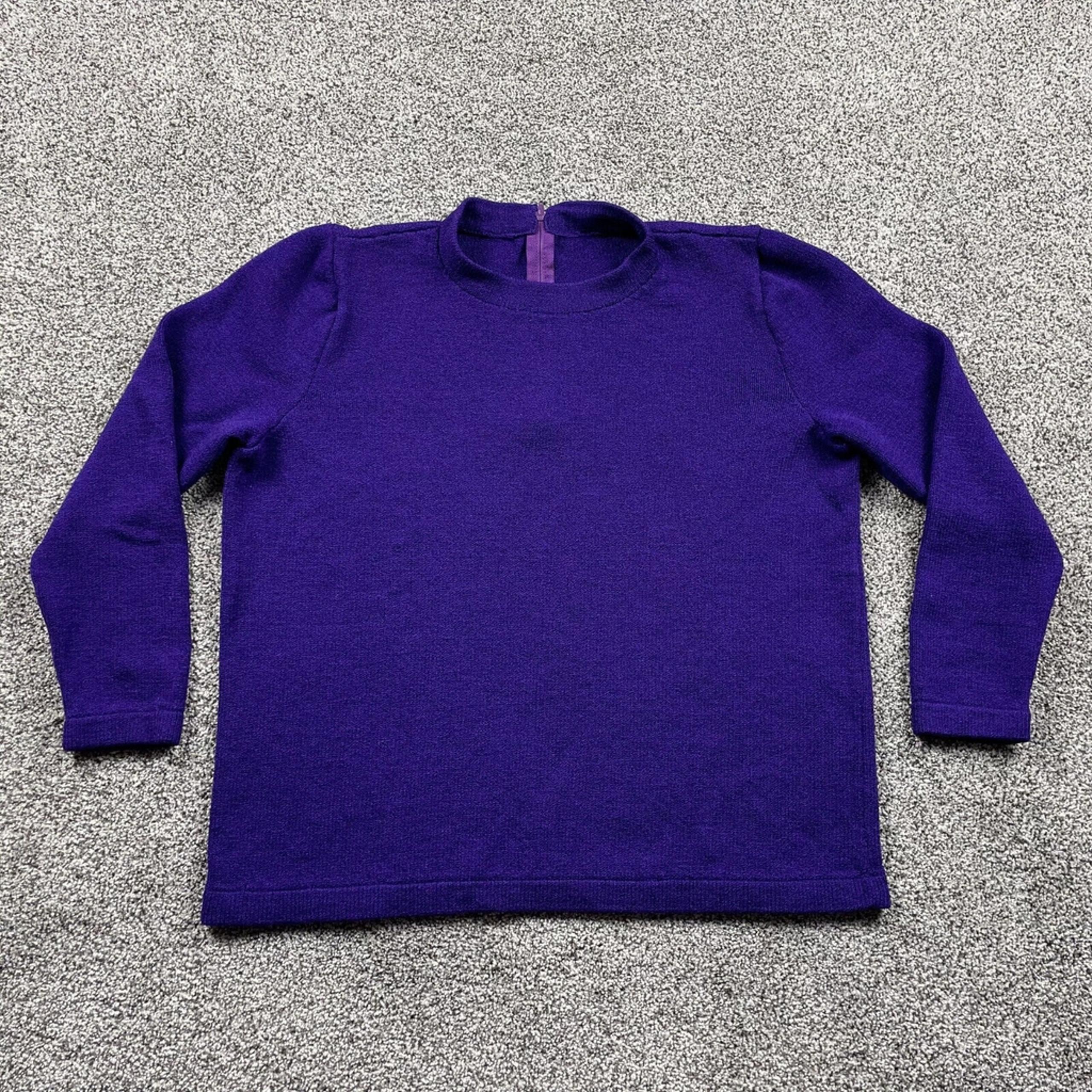 St. John Sweater Medium Marie Gray Royal Purple Santana Knit Mock Neck
