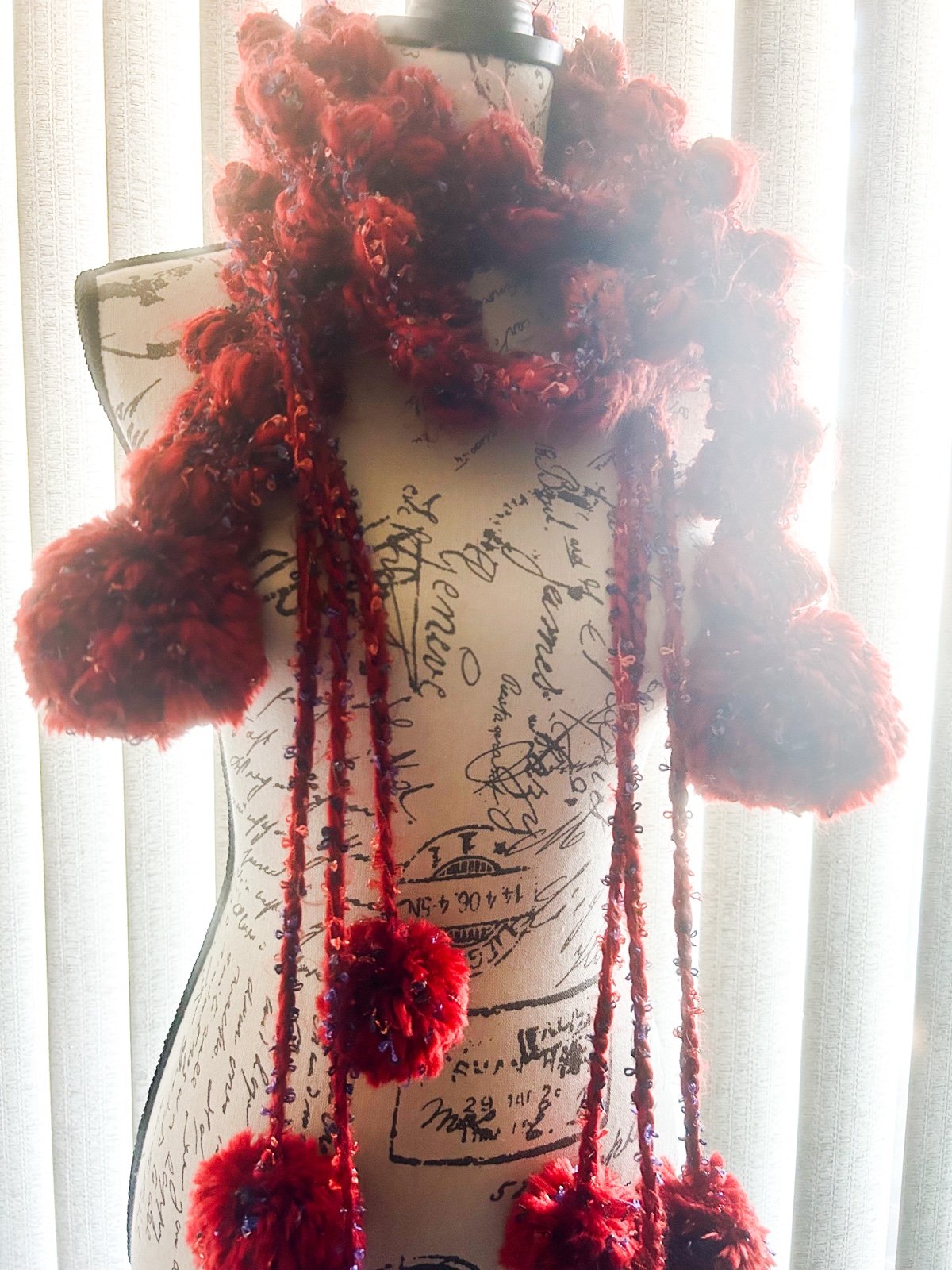 Glam Burnt Orange Crocheted Puff Scarf