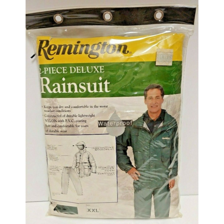 Remington 2-Piece Deluxe Rainsuit XXL Green Waterproof NOS Fishing Outside Work