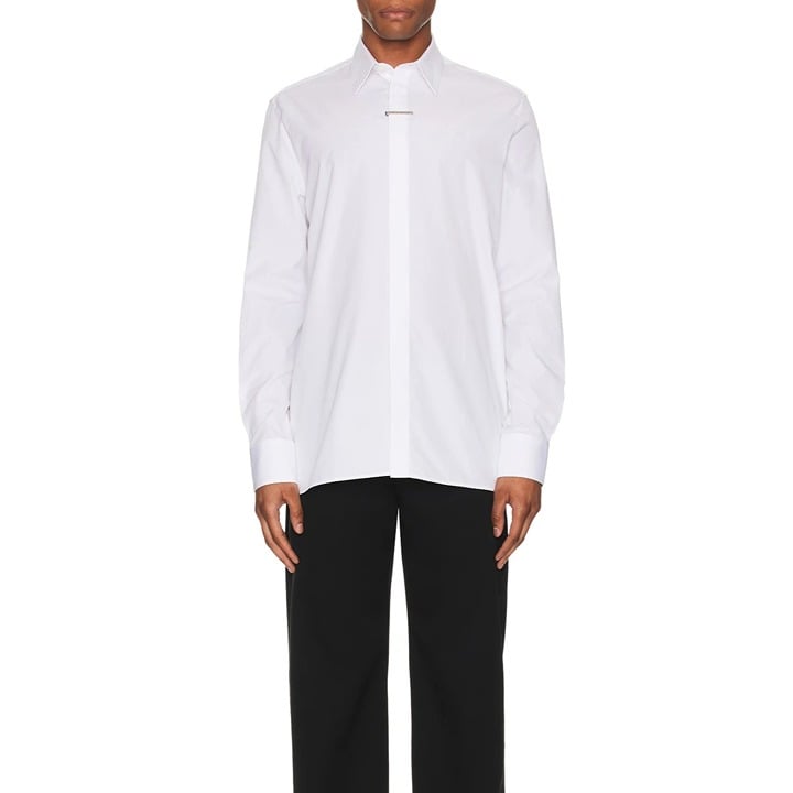 Givenchy Formal Metal Clip Shirt in White 39 15.5 New Mens Button Down Dress