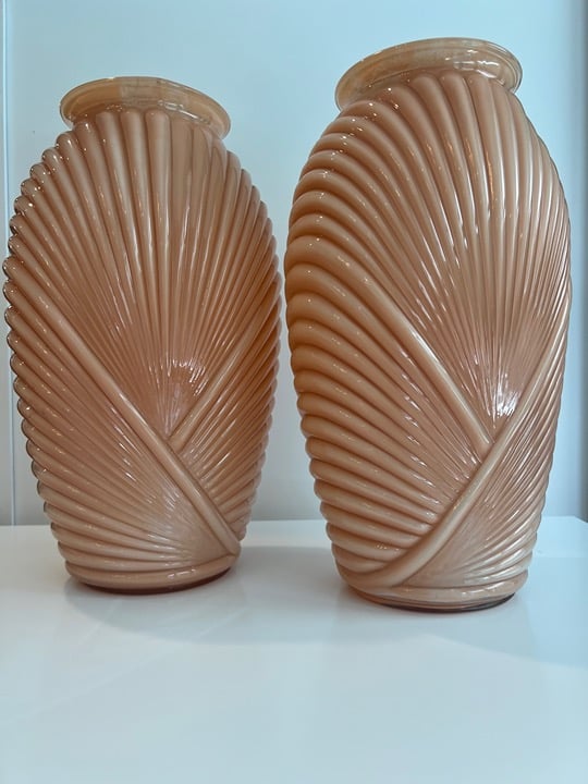 1980s Vintage Art Deco Vase Matching Pair