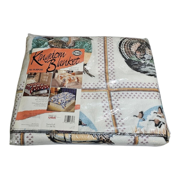 VTG Beacon Kingdom Blanket Full/Twin Birds Geese Duck Perma-Nap NOS - READ